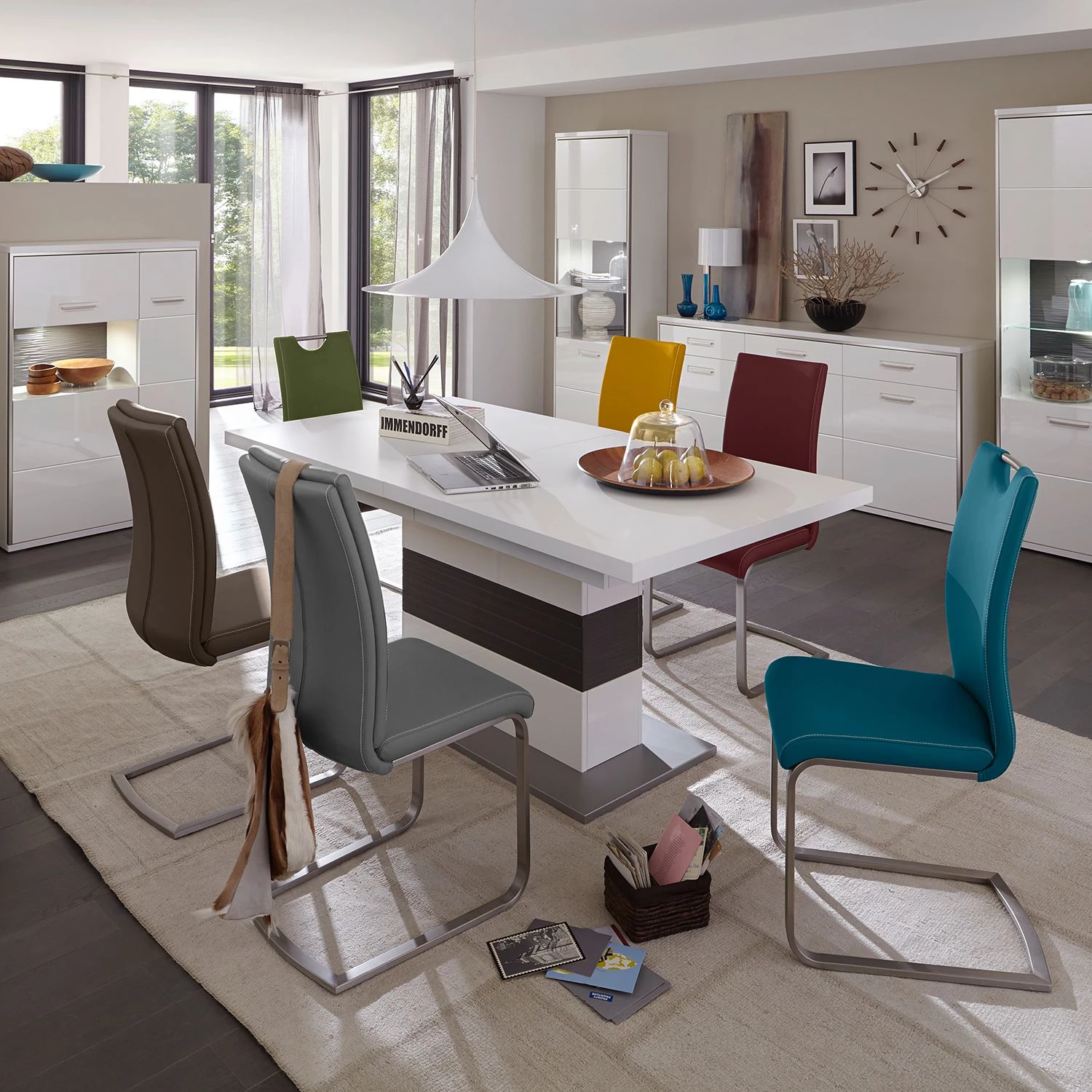 Loftscape Table extensible Kushiro - Blanc / Gris 2 Loftscape Table extensible Kushiro - Blanc / Gris – Image 2