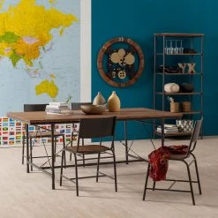 Ars manufacti Table à  manger Atelier - Acacia massif / Métal - Acacia / Anthracite -Meubles de salle à manger Soldes Magasin esstisch atelier akazie massiv metall lava 2181106