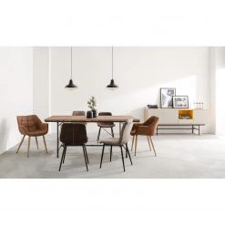 Ars manufacti Table à  manger Atelier - Acacia massif / Métal - Acacia / Anthracite -Meubles de salle à manger Soldes Magasin esstisch atelier akazie massiv metall lava 4487172