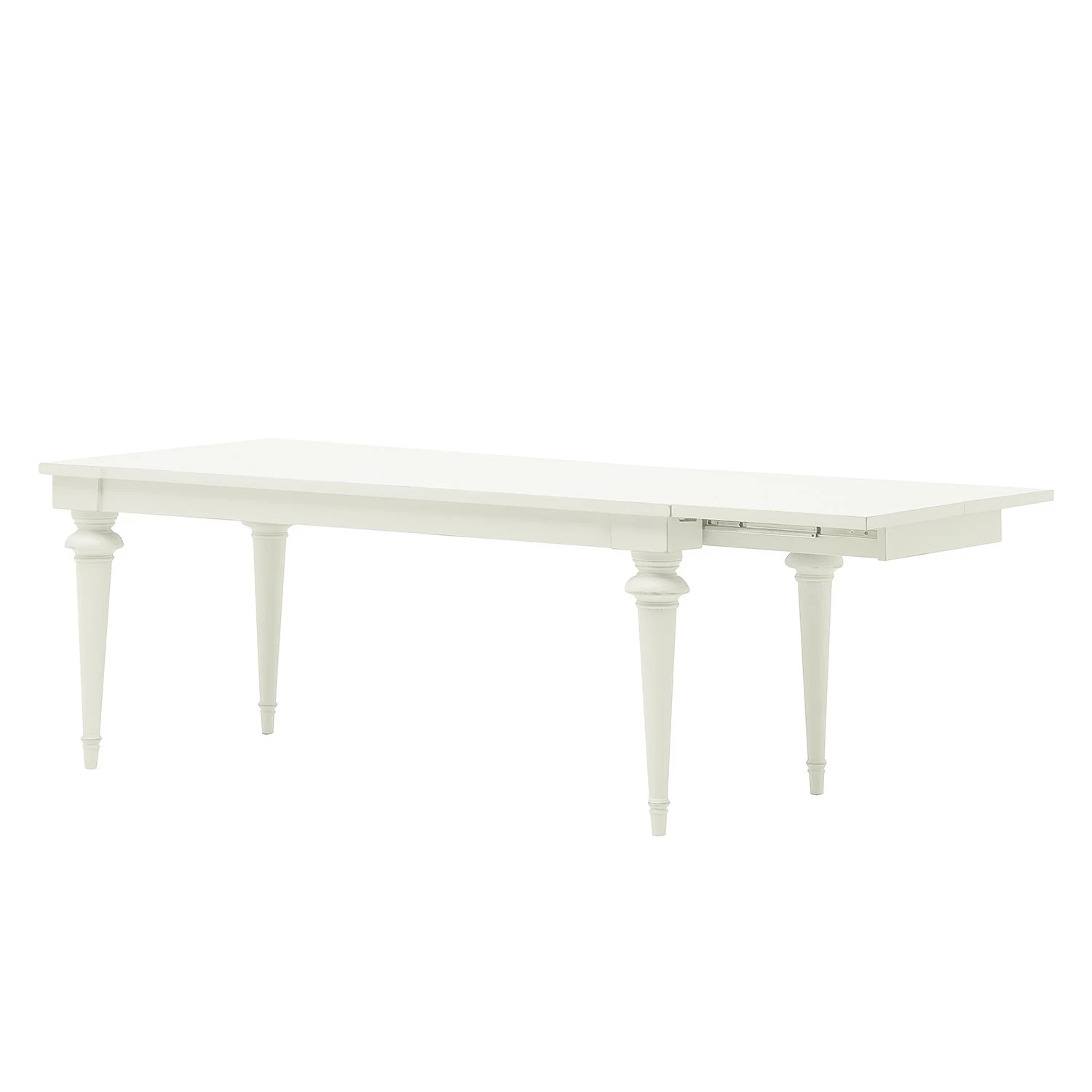 Maison Belfort Table Azjana - Pin blanc verni - Avec rallonge d'un seul côté 1 Maison Belfort Table Azjana - Pin blanc verni - Avec rallonge d'un seul côté