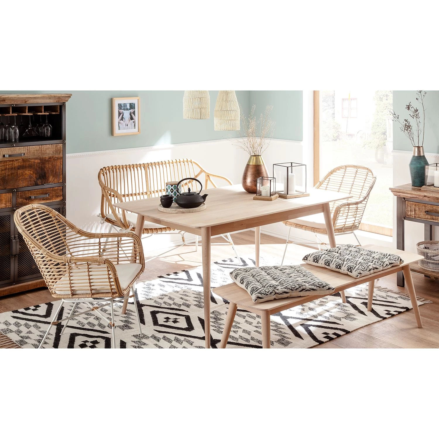 Ars manufacti Armoire à vin Hunter - Manguier massif / Métal - Manguier / Gris bleu 2 Ars manufacti Armoire à vin Hunter - Manguier massif / Métal - Manguier / Gris bleu – Image 2