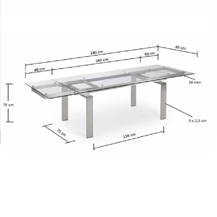 Fredriks Table extensible Jesca - Verre / Acier inoxydable 5 Fredriks Table extensible Jesca - Verre / Acier inoxydable – Image 5