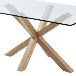 Mørteens Table Akolele I - Verre clair / Chêne - Largeur : 180 cm -Meubles de salle à manger Soldes Magasin esstisch karmi klarglas eiche 1282194