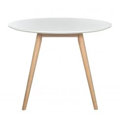 Mørteens Table Lindholm II - Partiellement en chêne massif - Blanc - Diamètre : 100 cm -Meubles de salle à manger Soldes Magasin esstisch lindholm ii eiche teimassiv 100 x 100 cm 4049668