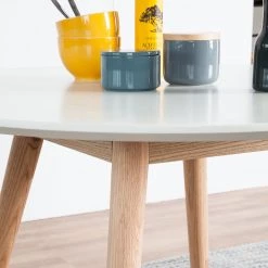 Mørteens Table Lindholm II - Partiellement en chêne massif - Blanc - Diamètre : 100 cm -Meubles de salle à manger Soldes Magasin esstisch lindholm ii eiche teimassiv 100 x 100 cm 4136364