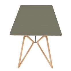 Studio Copenhagen Table Tigg - Vert olive / Chêne - 160 x 90 cm -Meubles de salle à manger Soldes Magasin esstisch tink eiche massiv linoleum olivgruen eiche 160 x 90 cm 4738576