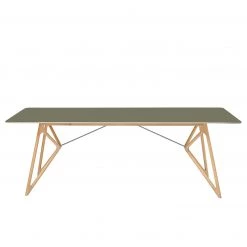 Studio Copenhagen Table Tigg - Vert olive / Chêne - 160 x 90 cm -Meubles de salle à manger Soldes Magasin esstisch tink eiche massiv linoleum olivgruen eiche 160 x 90 cm 4738588