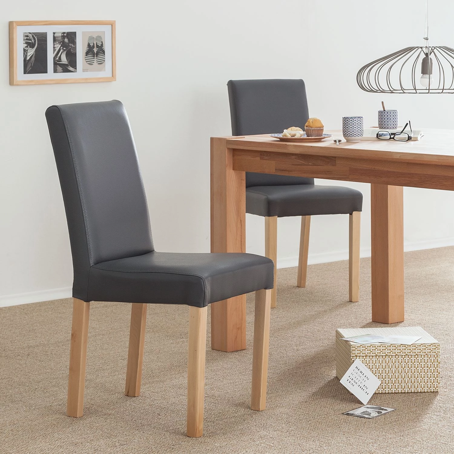 Ars Natura Chaises Flen (lot de 2) - Anthracite - Hêtre clair 3 Ars Natura Chaises Flen (lot de 2) - Anthracite - Hêtre clair – Image 3