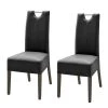 Ars Natura Chaises Lenya (lot de 2) - Cuir synthétique noir / Hêtre marron foncé