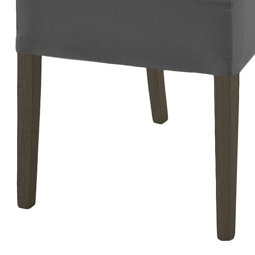 Ars Natura Chaises Lenya (lot de 2) - Cuir synthétique gris / Hêtre marron foncé 3 Ars Natura Chaises Lenya (lot de 2) - Cuir synthétique gris / Hêtre marron foncé – Image 3