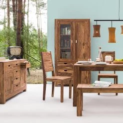 Wolf-Möbel Chaises Yoga (lot de 2) - Sheesham massif - Naturel -Meubles de salle à manger Soldes Magasin esszimmerstuhl yoga 2er set sheesham massiv natur 4105092