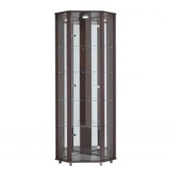 Fredriks Vitrine d'angle Amalia I - Éclairage inclus - Imitation hêtre - Imitation wengé