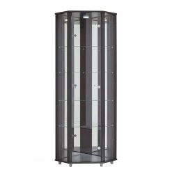 Fredriks Vitrine d'angle Amalia I - Éclairage inclus - Imitation hêtre - Noir