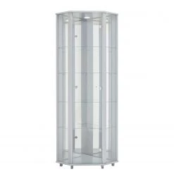 Fredriks Vitrine d'angle Amalia I - Éclairage inclus - Imitation hêtre - Blanc