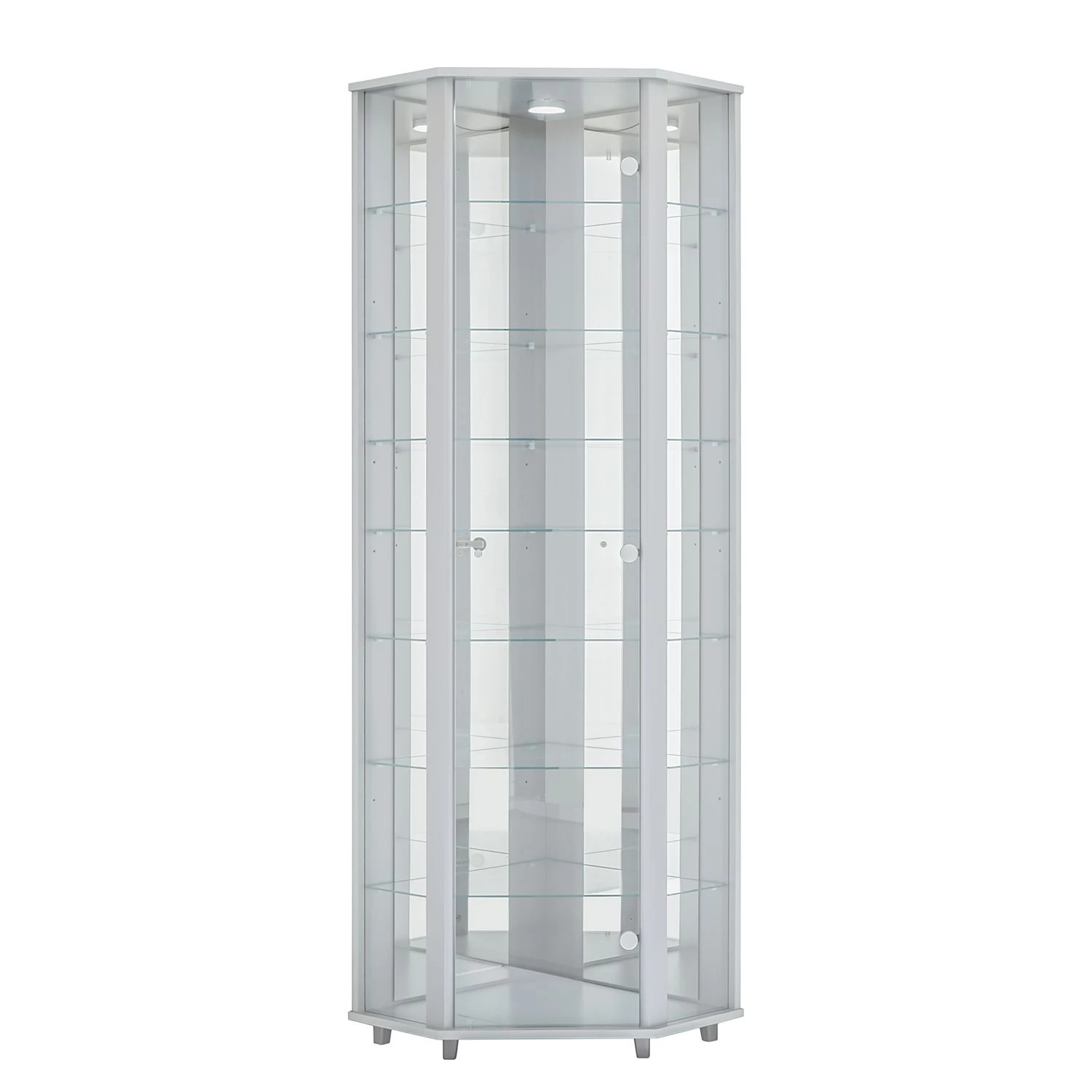 Fredriks Vitrine d'angle Amalia II - Éclairage inclus - Imitation frêne foncé - Blanc 1 Fredriks Vitrine d'angle Amalia II - Éclairage inclus - Imitation frêne foncé - Blanc