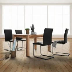 Fredriks Chaises cantilever Augusta I (lot de 2) - Cuir Aude: Noir - Sans accoudoirs -Meubles de salle à manger Soldes Magasin freischwinger augusta i 2er set echtleder schwarz 454290