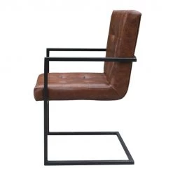 Ars manufacti Chaise cantilever - Imitation cuir / Métal - Marron / Noir -Meubles de salle à manger Soldes Magasin freischwinger lungo kunstleder cappuccino 5114648