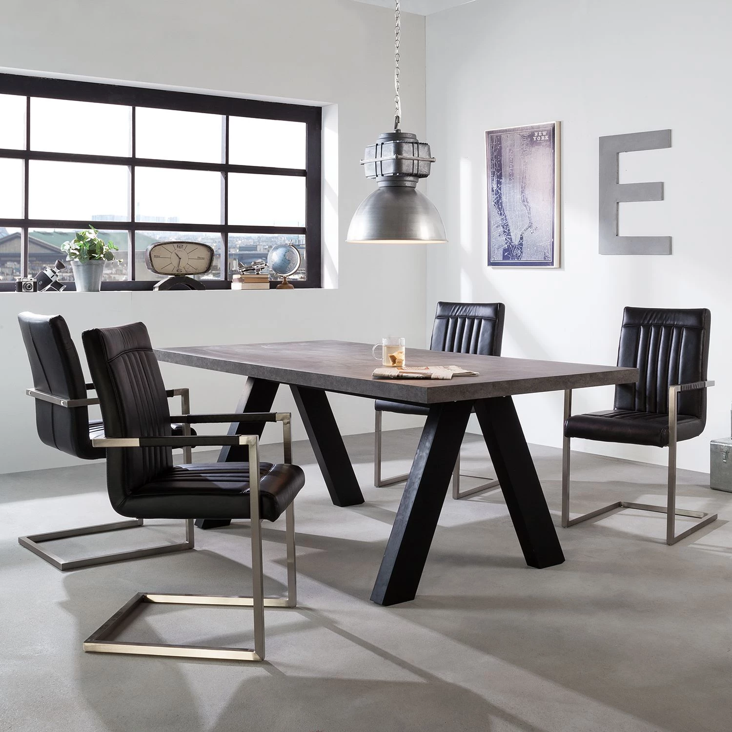 Temahome Table Apex - Imitation béton / Noir mat 2 Temahome Table Apex - Imitation béton / Noir mat – Image 2