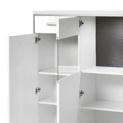 Loftscape Buffet haut Arco I - Blanc brillant / Gris -Meubles de salle à manger Soldes Magasin highboard arco i hochglanz weiss grau 4710788
