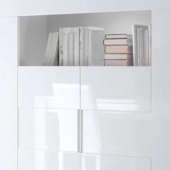 LC Spa Buffet Gladiolo - Blanc brillant / Blanc - Avec éclairage -Meubles de salle à manger Soldes Magasin highboard gladiolo ohne beleuchtung hochglanz weiss weiss 543733