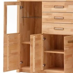 Ars Natura Buffet haut Majona II - Duramen de hêtre -Meubles de salle à manger Soldes Magasin highboard kristina inkl beleuchtung kernbuche massiv 981026