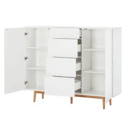 Mørteens Buffet Lindholm IV - chêne partiellement massif - Blanc - Hauteur : 128 cm -Meubles de salle à manger Soldes Magasin highboard lindholm i weiss matt eiche massiv 333072