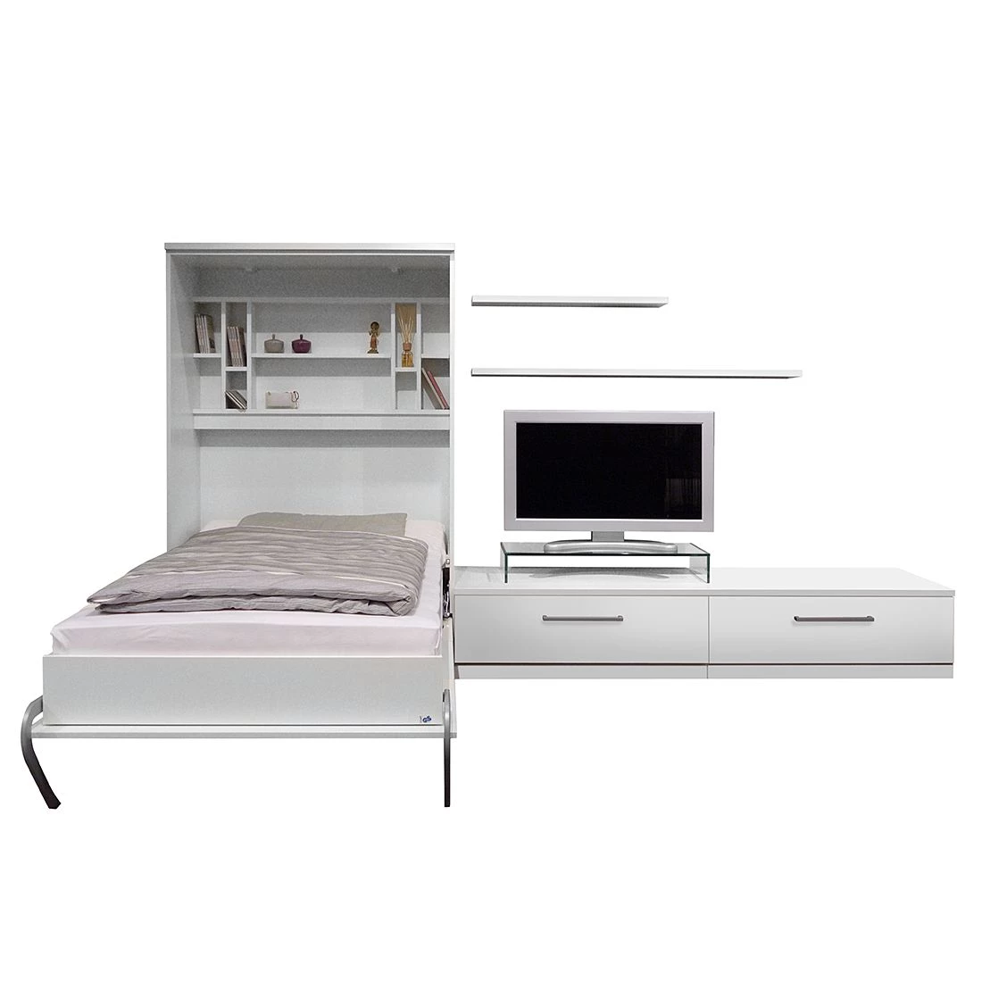 Loftscape Ensemble lit mural Majano - Blanc - 86 x 205cm - Matelas de mousse froide 1 Loftscape Ensemble lit mural Majano - Blanc - 86 x 205cm - Matelas de mousse froide