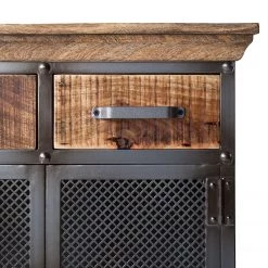 Ars manufacti Buffet Hunter II - Métal / Manguier massif- Manguier / Gris bleu -Meubles de salle à manger Soldes Magasin kommode hunter ii metall mango massiv mango blaugrau 4845732