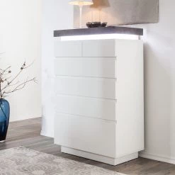 Fredriks Commode Namona II - Éclairage inclus - Imitation béton / Blanc 11 Fredriks Commode Namona II - Éclairage inclus - Imitation béton / Blanc -Meubles de salle à manger Soldes Magasin kommode namona ii inkl beleuchtung weiss anthrazit weiss anthrazit 4040380