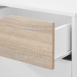 Mørteens Commode Sunndal II - Blanc / Chêne clair -Meubles de salle à manger Soldes Magasin kommode sunndal ii gummibaum teilmassiv weiss eiche dekor 4753784