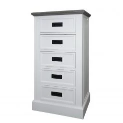 Maison Belfort Commode Nasinu II - Partiellement en paulownia massif - Blanc / Gris ancien