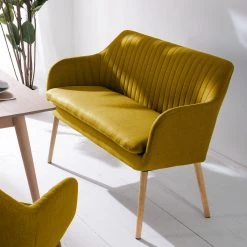 Mørteens Banquette Tilanda - Tissu / Chêne massif - Jaune curry -Meubles de salle à manger Soldes Magasin kuechensofa tilanda webstoff eiche massiv currygelb 4805728