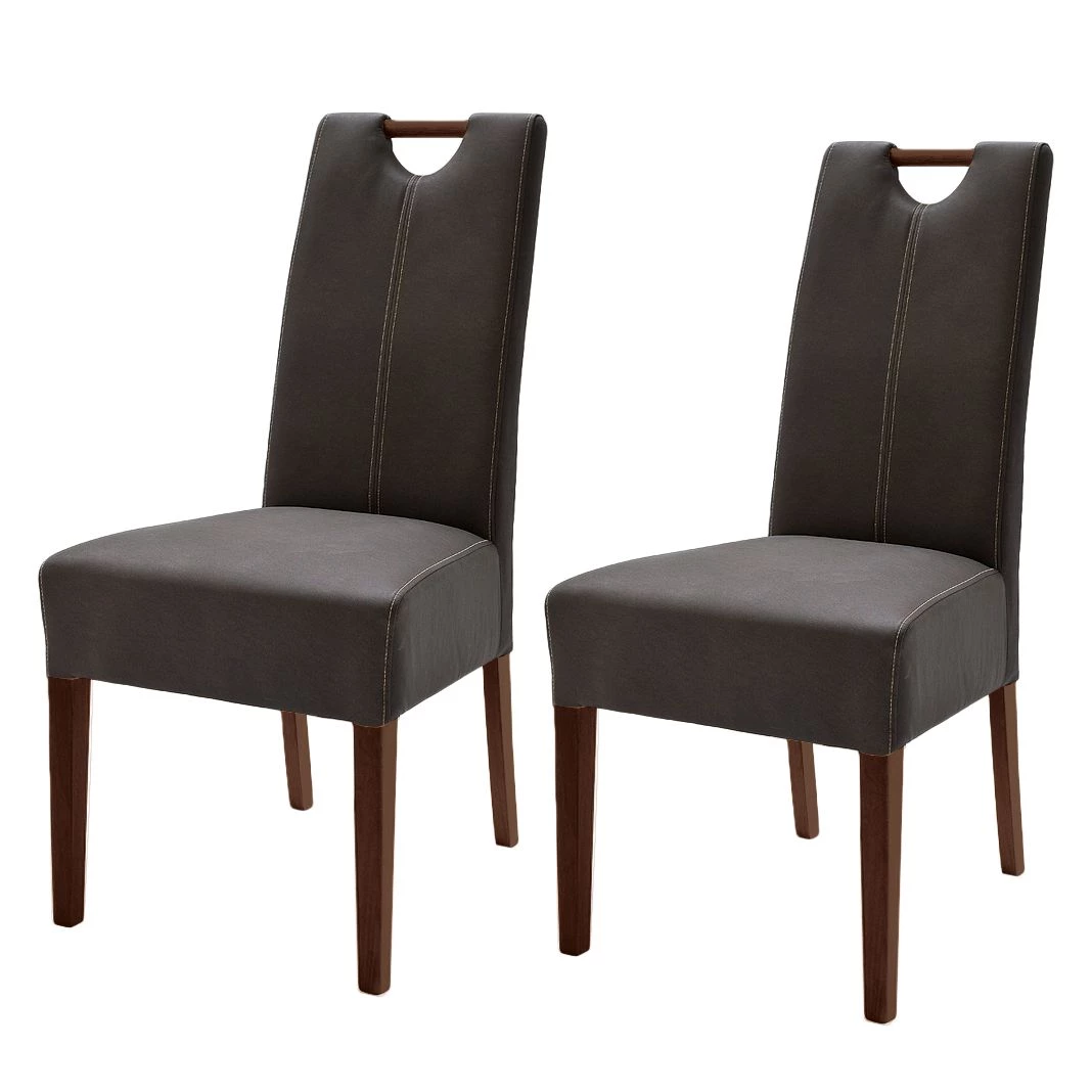 Ars Natura Chaises rembourrées Alessia (lot de 2) - Marron / Hêtre marron foncé 1 Ars Natura Chaises rembourrées Alessia (lot de 2) - Marron / Hêtre marron foncé