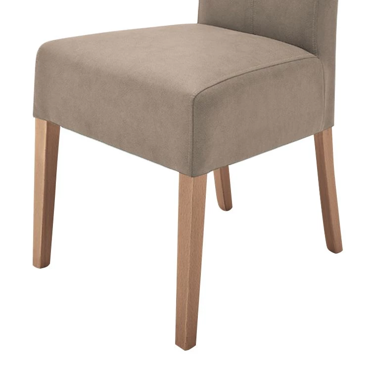 Roomscape Lot de 2 chaises capitonnées Alessia II - Taupe / Chêne 4 Roomscape Lot de 2 chaises capitonnées Alessia II - Taupe / Chêne – Image 4