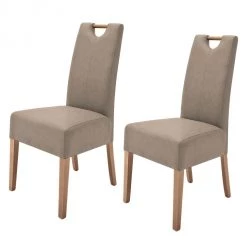 Roomscape Lot de 2 chaises capitonnées Alessia II - Taupe / Chêne