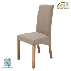 Ars Natura Chaises capitonnée Foxa (lot de 2) - Tissu / Hêtre massif - Hêtre - Taupe / Chêne -Meubles de salle à manger Soldes Magasin polsterstuhl demius 2er set webstoff taupe eiche 1935930