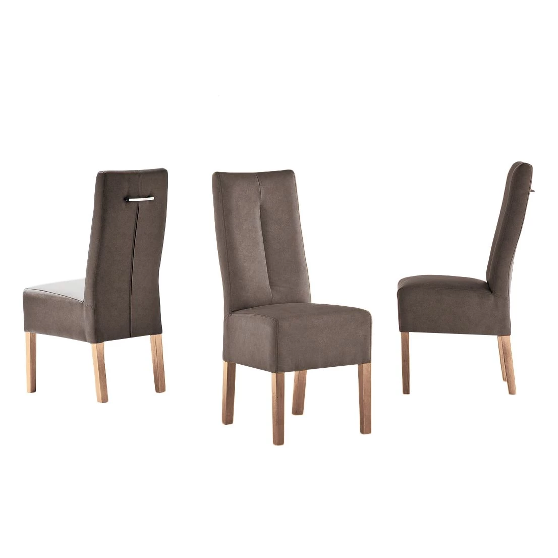 Maison Belfort Chaises capitonnées Funny II (lot de 2) - Marron / Chêne 2 Maison Belfort Chaises capitonnées Funny II (lot de 2) - Marron / Chêne – Image 2