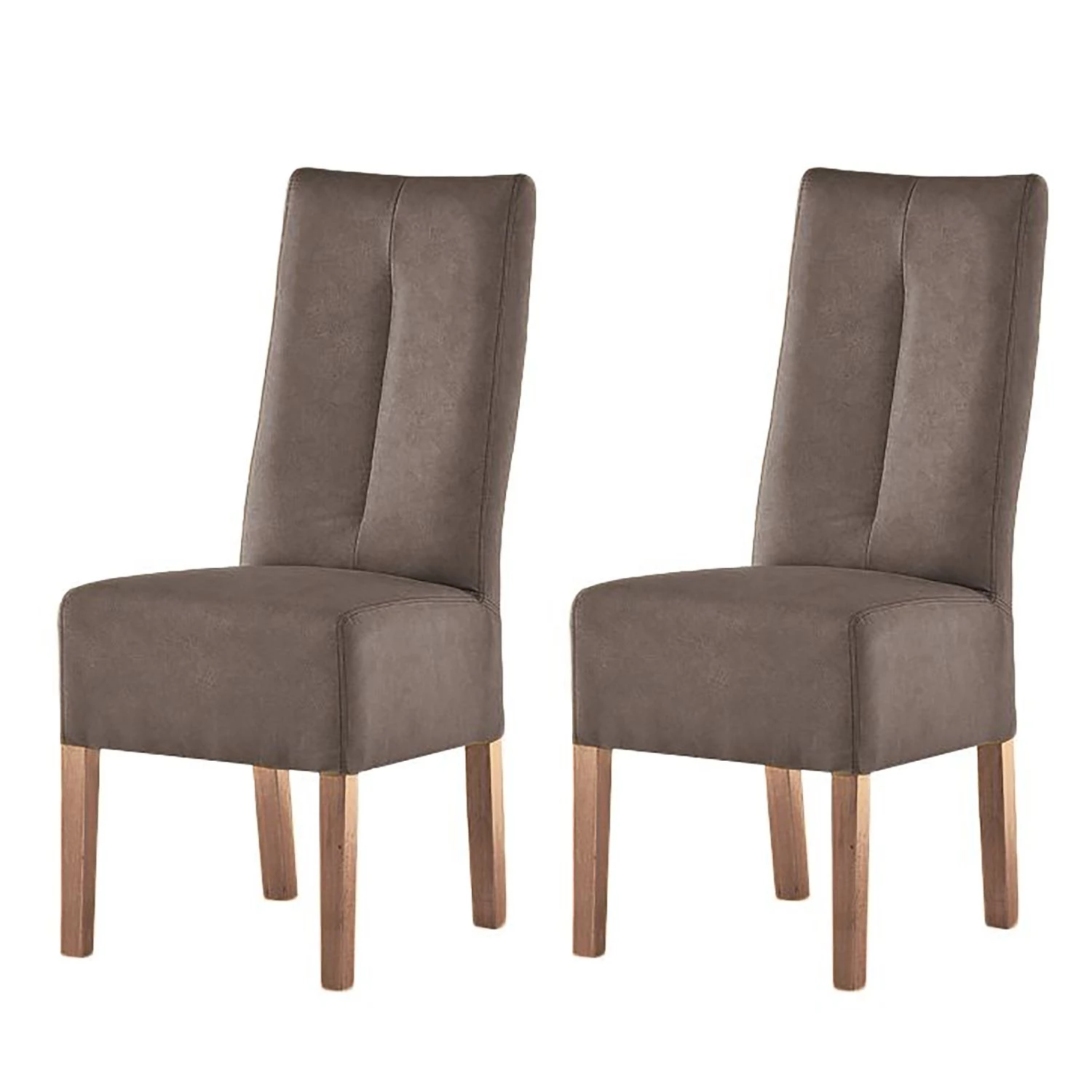 Maison Belfort Chaises capitonnées Funny II (lot de 2) - Marron / Chêne 1 Maison Belfort Chaises capitonnées Funny II (lot de 2) - Marron / Chêne