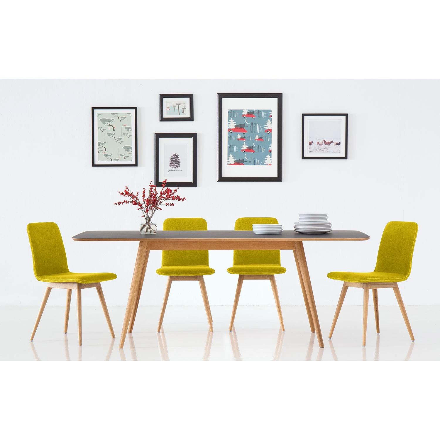 Studio Copenhagen Chaises rembourrées Loca (lot de 2) - Tissu Muya : Jaune 2 Studio Copenhagen Chaises rembourrées Loca (lot de 2) - Tissu Muya : Jaune – Image 2