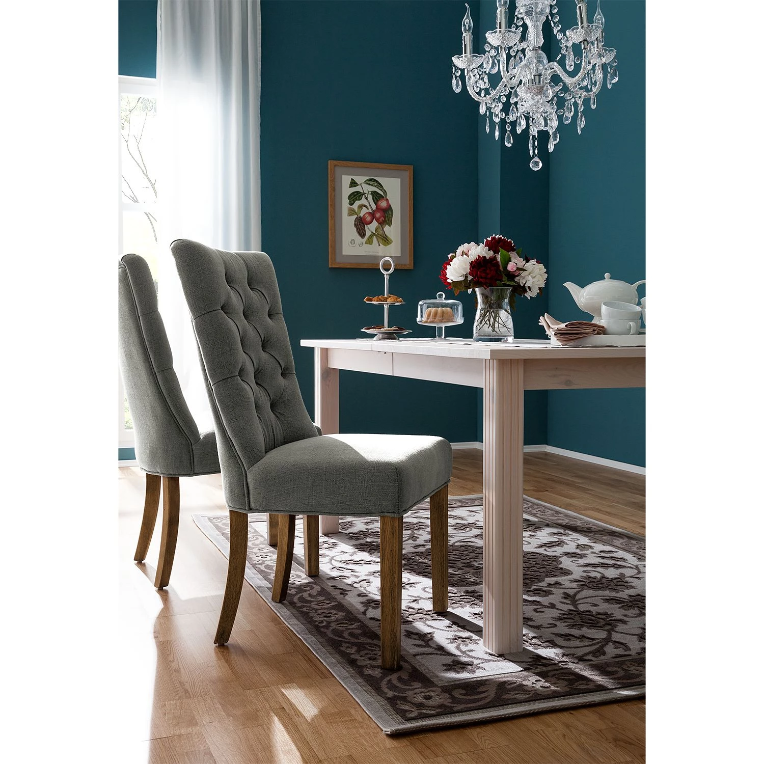 Maison Belfort Chaises Waroona (lot de 2) - Tissu / Chêne massif - Gris / Chêne 2 Maison Belfort Chaises Waroona (lot de 2) - Tissu / Chêne massif - Gris / Chêne – Image 2