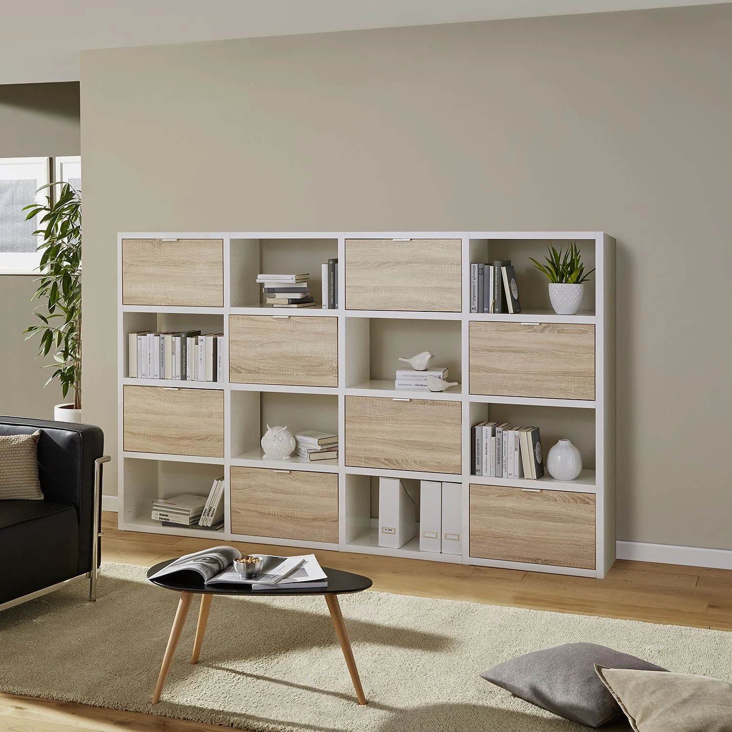 Fredriks Etagère Concept VII - Blanc brillant / Imitiation chêne 2 Fredriks Etagère Concept VII - Blanc brillant / Imitiation chêne – Image 2