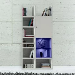 Loftscape Etagère Emporior IV - Blanc / Imitation chêne de Sonoma - Avec éclairage -Meubles de salle à manger Soldes Magasin regal emporior iv rgb led beleuchtung weiss eiche sonoma dekor 3398073