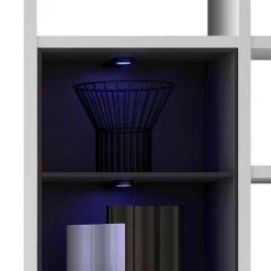 Loftscape Etagère Emporior II.B - Blanc / Noir - Avec éclairage -Meubles de salle à manger Soldes Magasin regalwand emporior ii b weiss schwarz 289567