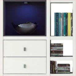 Loftscape Etagère Emporior III.A - Blanc / Noir - Avec éclairage -Meubles de salle à manger Soldes Magasin regalwand emporior iii a weiss schwarz 289573