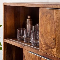 Ars Natura Étagère à portes coulissantes Trangle - Sheesham massif -Meubles de salle à manger Soldes Magasin schiebetuerenregal trangle sheesham massiv 676046