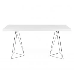 Temahome Table Hueva - Blanc / Chrome - Largeur : 160 cm -Meubles de salle à manger Soldes Magasin schreibtisch multi trestles mattweiss 5005784