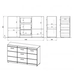 Germania Buffet Adana - Blanc brillant -Meubles de salle à manger Soldes Magasin sideboard adana hochglanz weiss 5162588