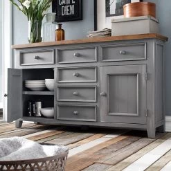 Maison Belfort Buffet Balignton I - Pin massif - Gris -Meubles de salle à manger Soldes Magasin sideboard balignton kiefer massiv grau 3692265