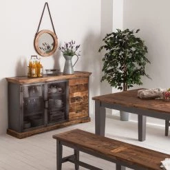 Ars manufacti Console Hunter - Manguier massif / Métal - Manguier / Gris bleu -Meubles de salle à manger Soldes Magasin sideboard hunter mango massiv metall mango blaugrau 4715576