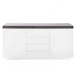 Fredriks Enfilade Namona I - Éclairage inclus - Blanc / Imitation béton -Meubles de salle à manger Soldes Magasin sideboard namona i inkl beleuchtung weiss anthrazit weiss anthrazit 3666813